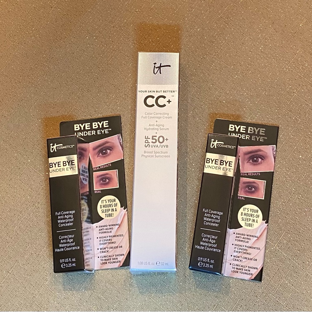 IT Cosmetics CC+ Foundation SPF50+ and Two Bye Bye Under Eye Concealer NWT